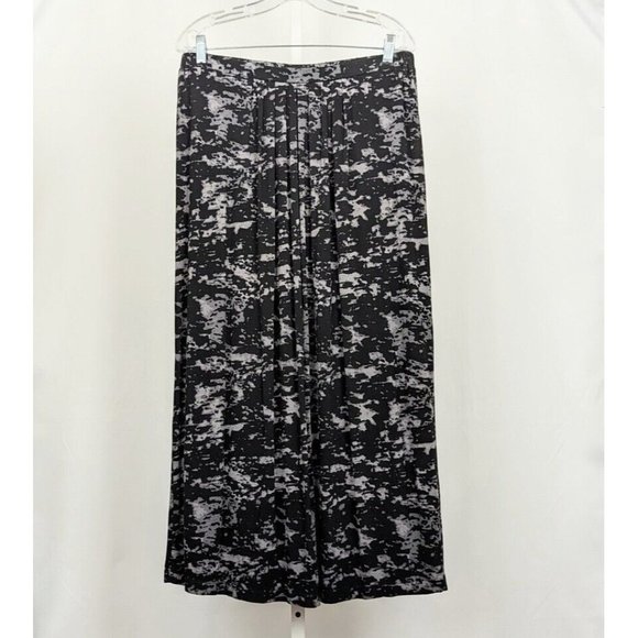 Linea Louis Dell'Olio Skirt Black Gray Abstract Print Long Pleat Misses Size M - Picture 1 of 6